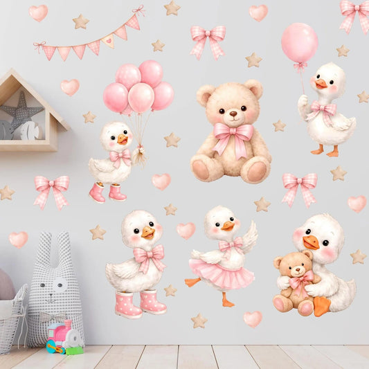 Vinilos decorativos Adhesivos infantiles de Pared de osita con patos