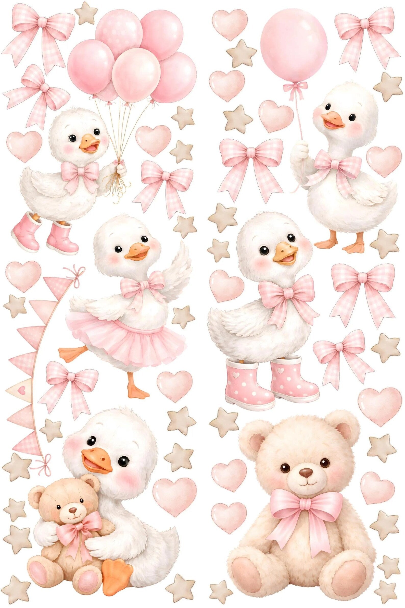 Vinilos decorativos Adhesivos infantiles de Pared de osita con patos