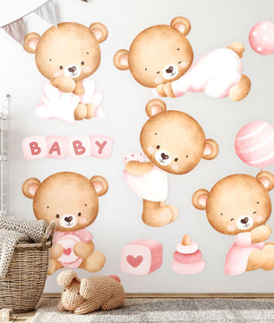 Vinilos decorativos Adhesivos infantiles de Pared de ositas cute