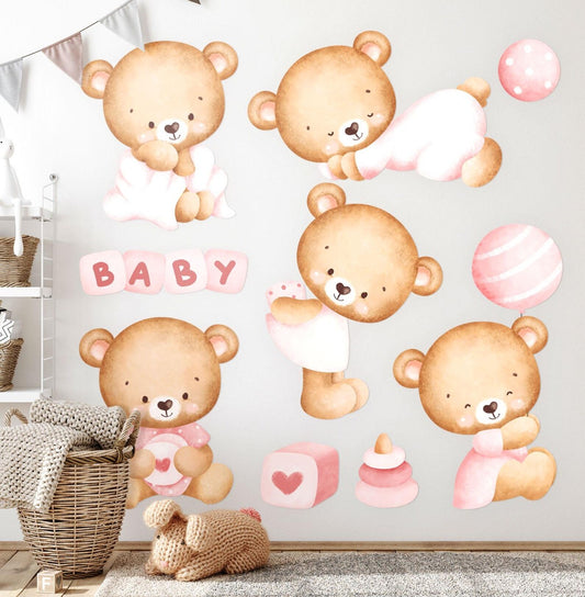 Vinilos decorativos Adhesivos infantiles de Pared de ositas cute