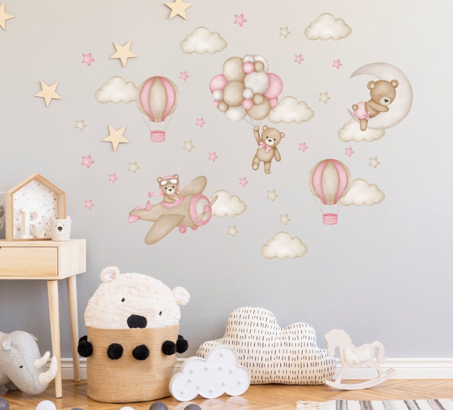 Vinilos decorativos Adhesivos infantiles de Pared de ositas rosadas
