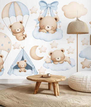 Vinilos decorativos Adhesivos infantiles de Pared de osos en el cielo