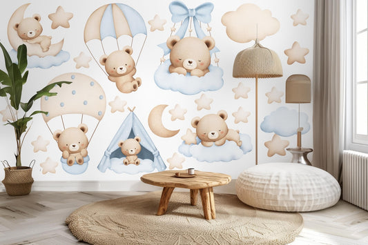 Vinilos decorativos Adhesivos infantiles de Pared de osos en el cielo