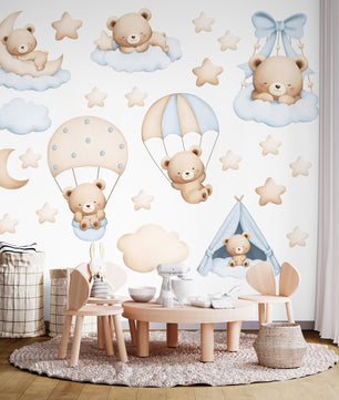 Vinilos decorativos Adhesivos infantiles de Pared de osos en el cielo