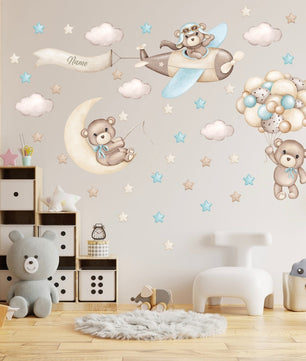 Vinilos decorativos Adhesivos infantiles de Pared de osos en el cielo