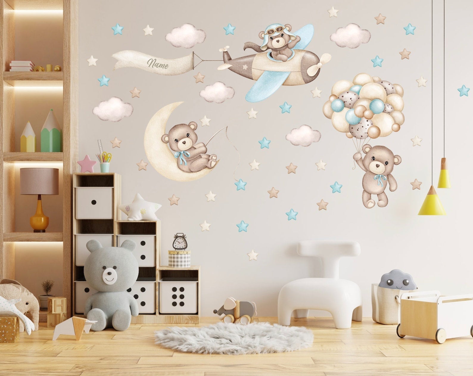 Vinilos decorativos Adhesivos infantiles de Pared de osos en el cielo