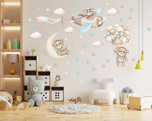 Vinilos decorativos Adhesivos infantiles de Pared de osos en el cielo