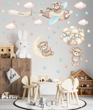 Vinilos decorativos Adhesivos infantiles de Pared de osos en el cielo