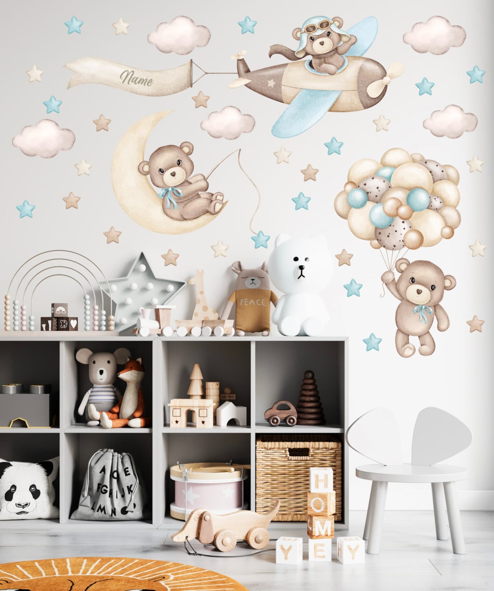 Vinilos decorativos Adhesivos infantiles de Pared de osos en el cielo