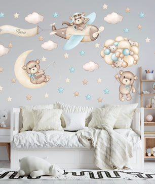 Vinilos decorativos Adhesivos infantiles de Pared de osos en el cielo