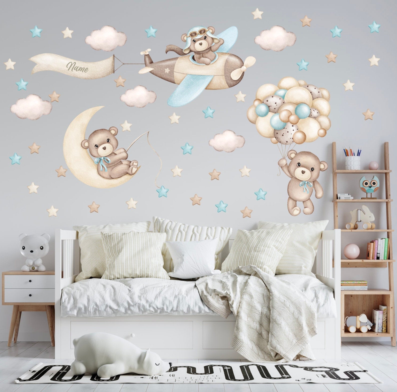 Vinilos decorativos Adhesivos infantiles de Pared de osos en el cielo