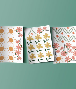 Vinilos decorativos Adhesivos de flores y sol para pared