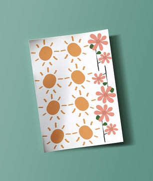 Vinilos decorativos Adhesivos de flores y sol para pared