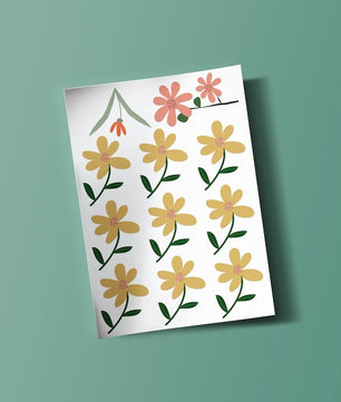 Vinilos decorativos Adhesivos de flores y sol para pared