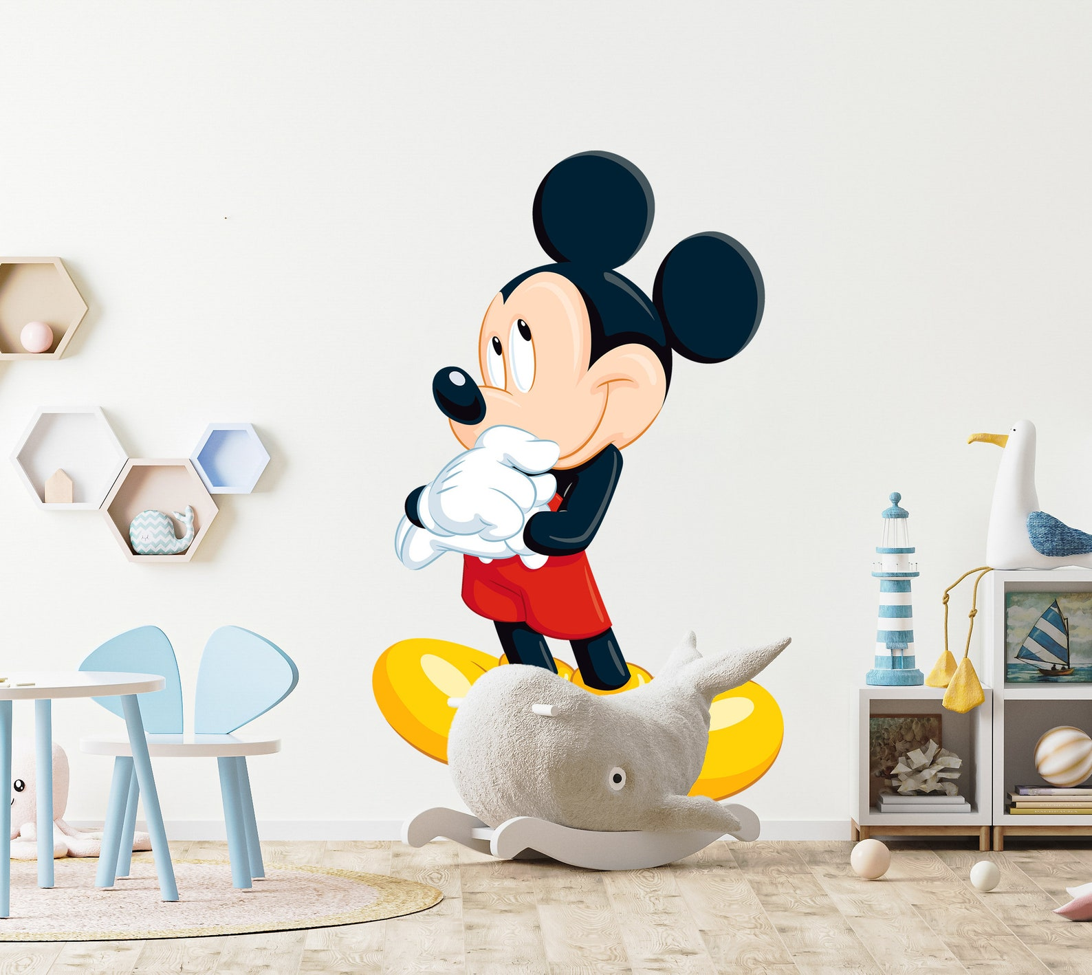 Vinilos decorativos Adhesivos infantiles de Pared mickey pensativo