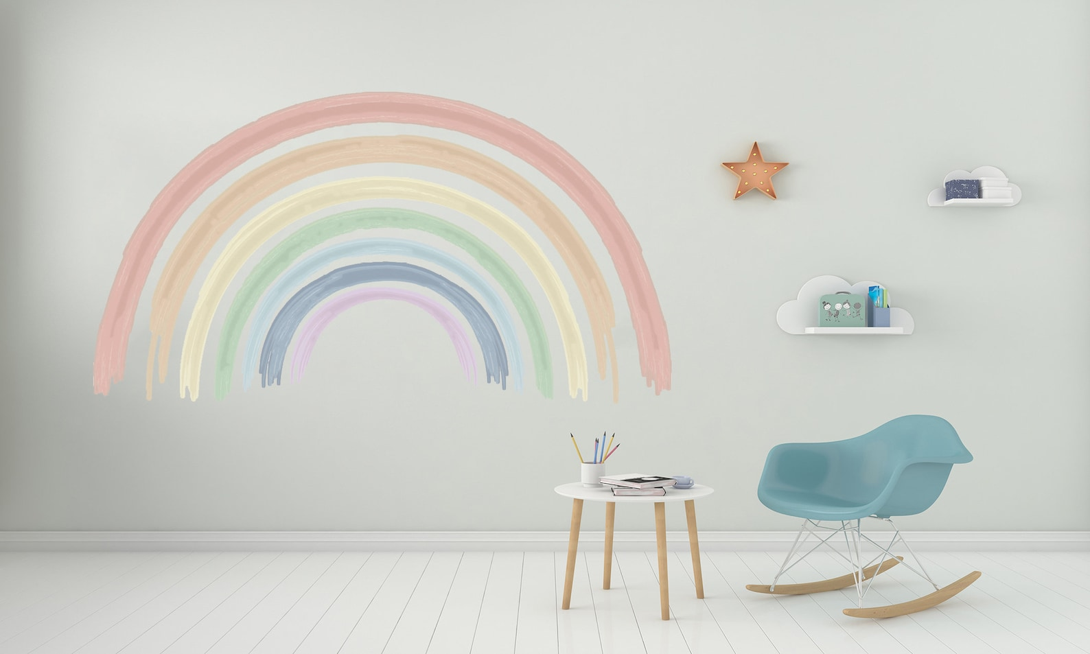 Vinilos decorativos Adhesivos infantiles de Pared arcoiris acuarelado