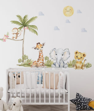 Vinilos decorativos Adhesivos infantiles de pared de acuarela de animales de safari version 2