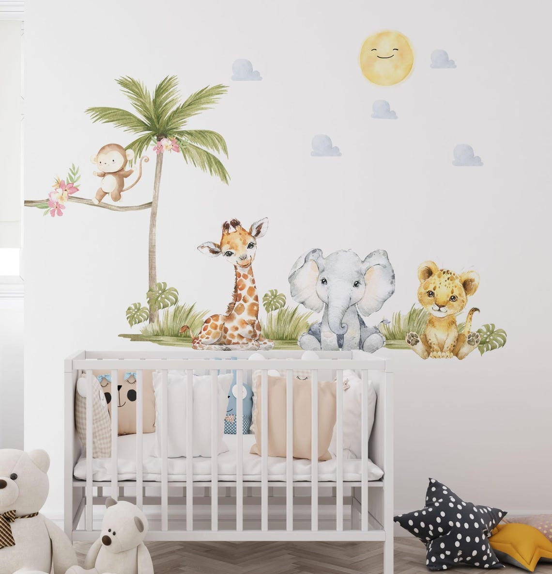 Vinilos decorativos Adhesivos infantiles de pared de acuarela de animales de safari version 2