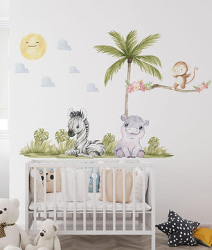 Vinilos decorativos Adhesivos infantiles de pared de acuarela de animales de safari version 2