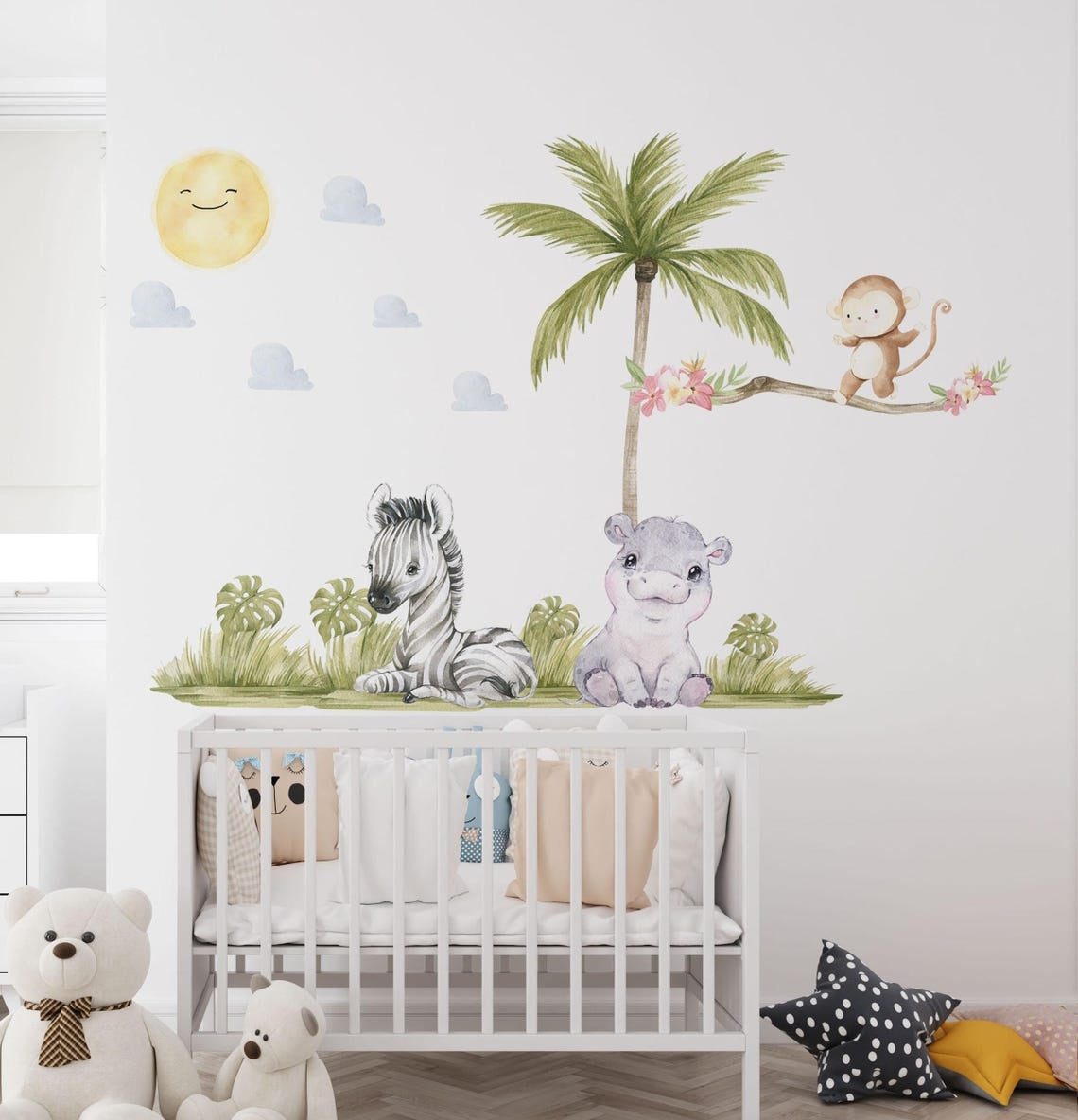 Vinilos decorativos Adhesivos infantiles de pared de acuarela de animales de safari version 2