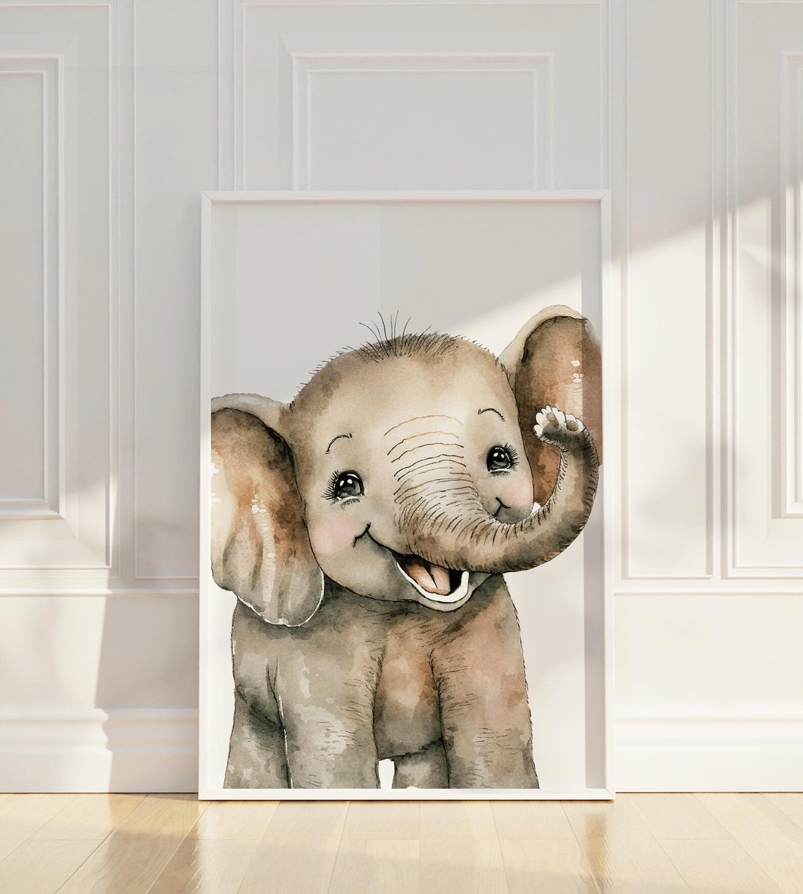 Cuadros Decorativos infantiles Modernos Animales Sonrientes Leon, Jirafa Elefante