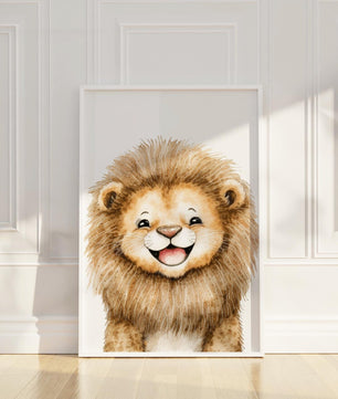 Cuadros Decorativos infantiles Modernos Animales Sonrientes Leon, Jirafa Elefante