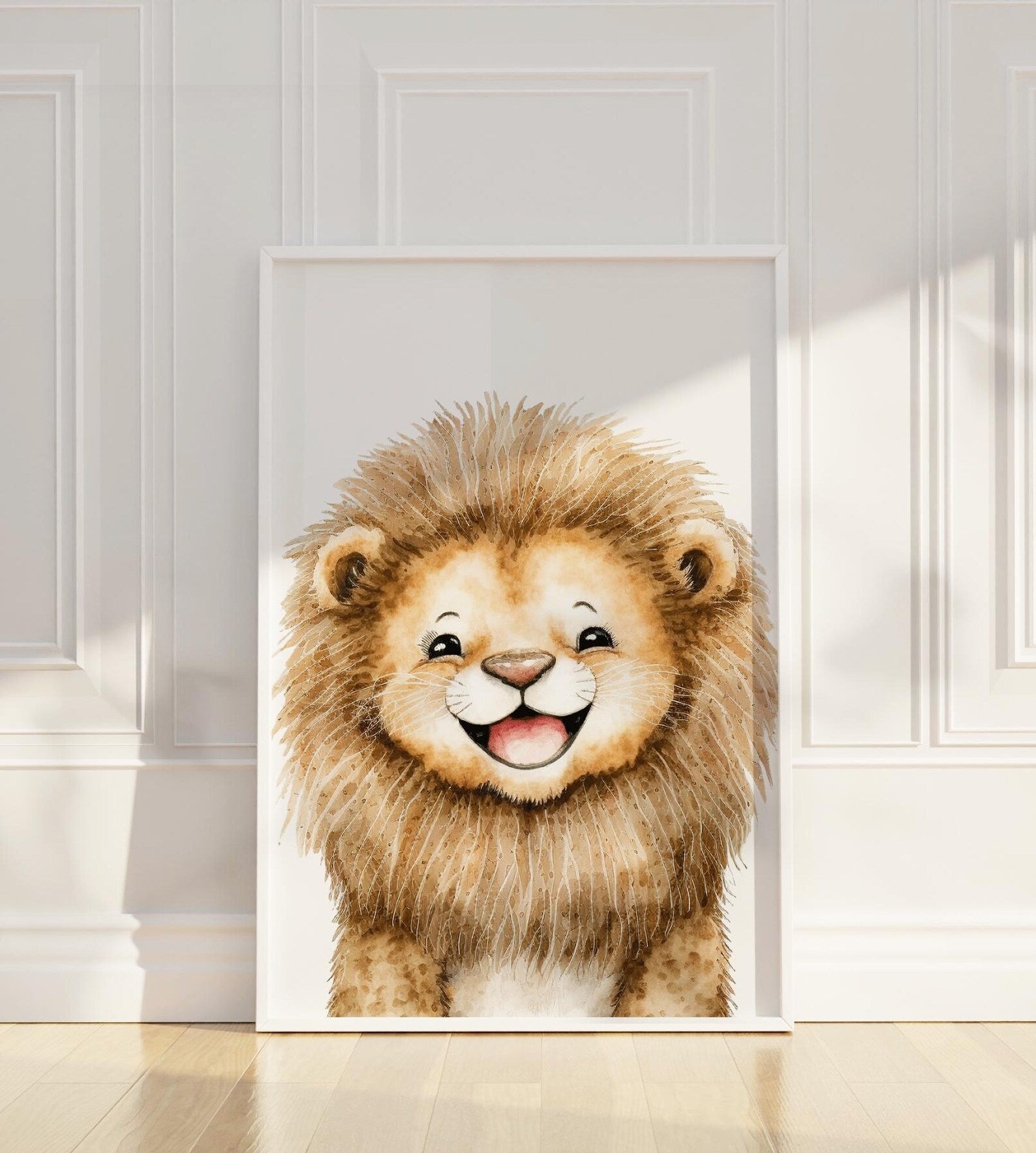 Cuadros Decorativos infantiles Modernos Animales Sonrientes Leon, Jirafa Elefante