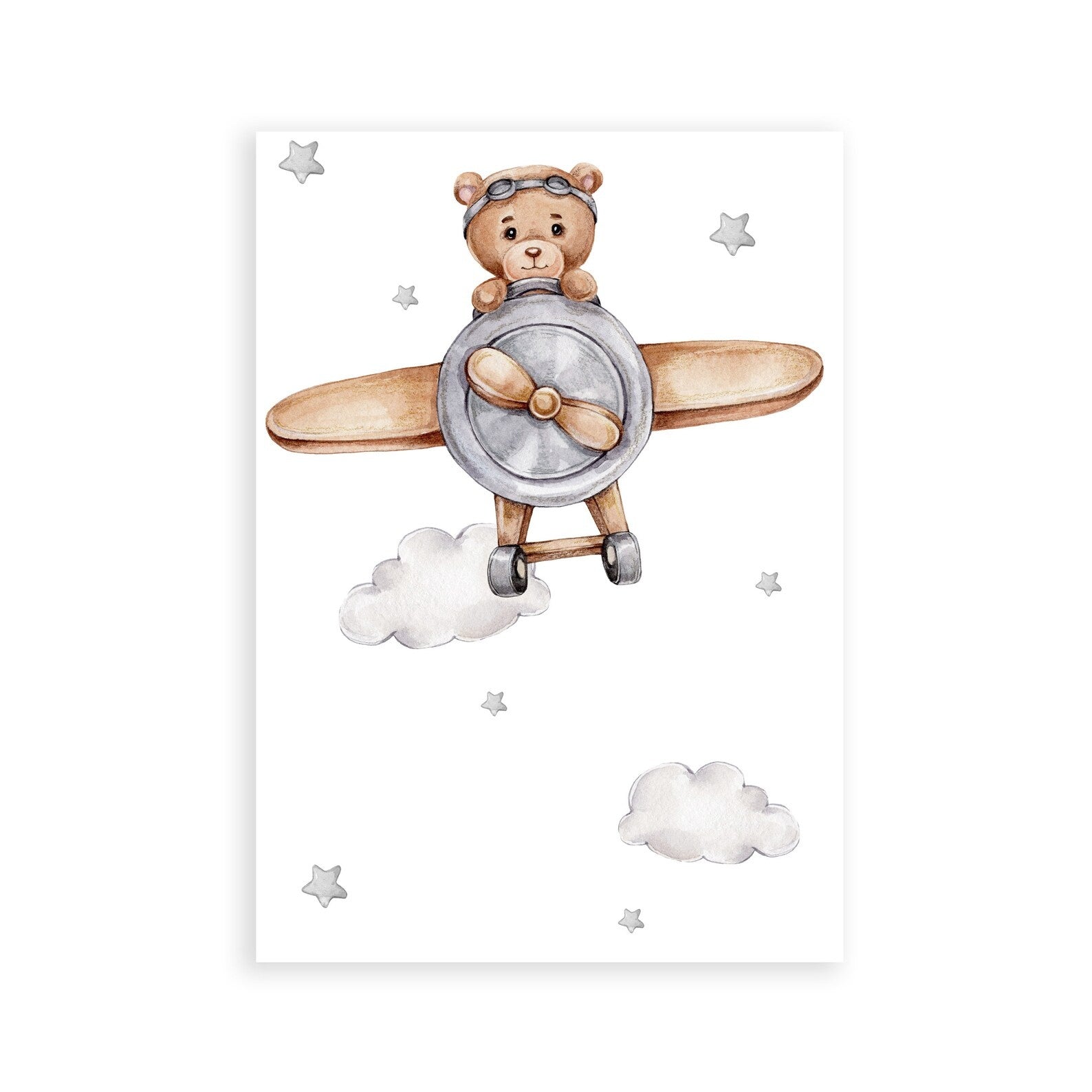 Cuadros Decorativos infantiles Modernos Animales en el cielo jirafa, elefante y oso