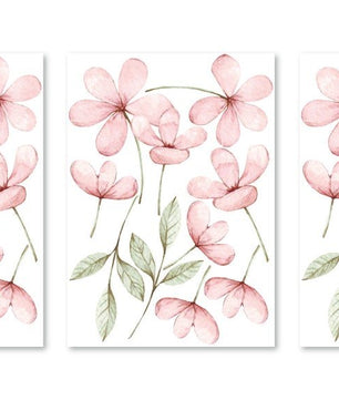 Vinilos decorativos Adhesivos infantiles de Pared flores rosadas con hojas