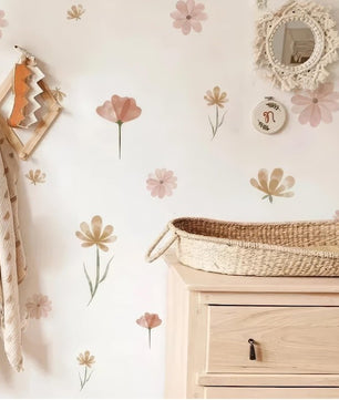 Vinilos decorativos Adhesivos infantiles de Pared flores rosadas acuarela