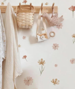 Vinilos decorativos Adhesivos infantiles de Pared flores rosadas acuarela