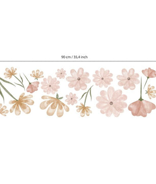 Vinilos decorativos Adhesivos infantiles de Pared flores rosadas acuarela