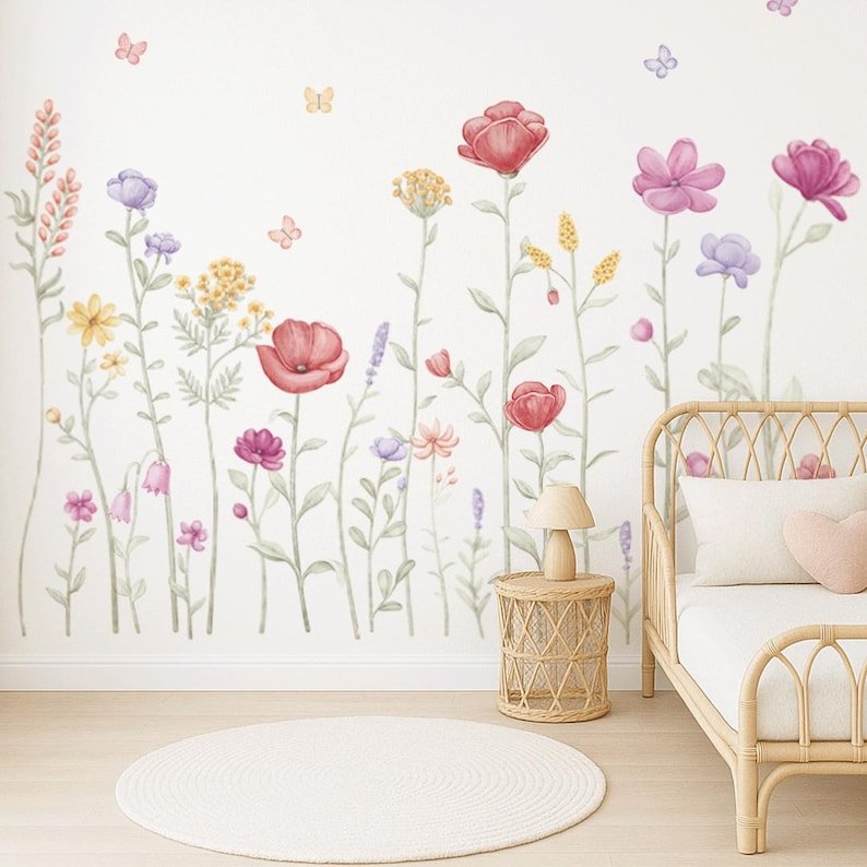 Vinilos decorativos Adhesivos infantiles de Pared flores silvestres