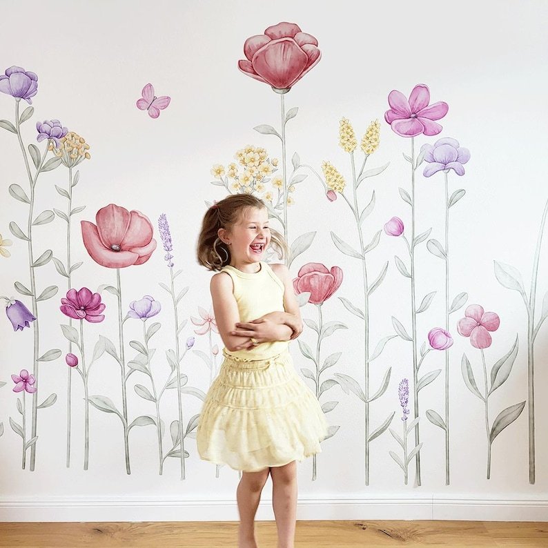 Vinilos decorativos Adhesivos infantiles de Pared flores silvestres