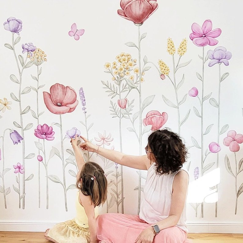 Vinilos decorativos Adhesivos infantiles de Pared flores silvestres