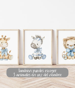 Cuadros Decorativos infantiles Modernos Animales Safari aventura Globo aerostatico, carro y Avion