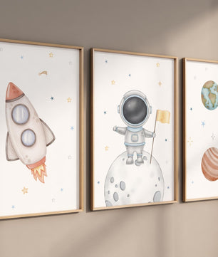 Cuadros Decorativos infantiles Modernos Astronautas en el espacio