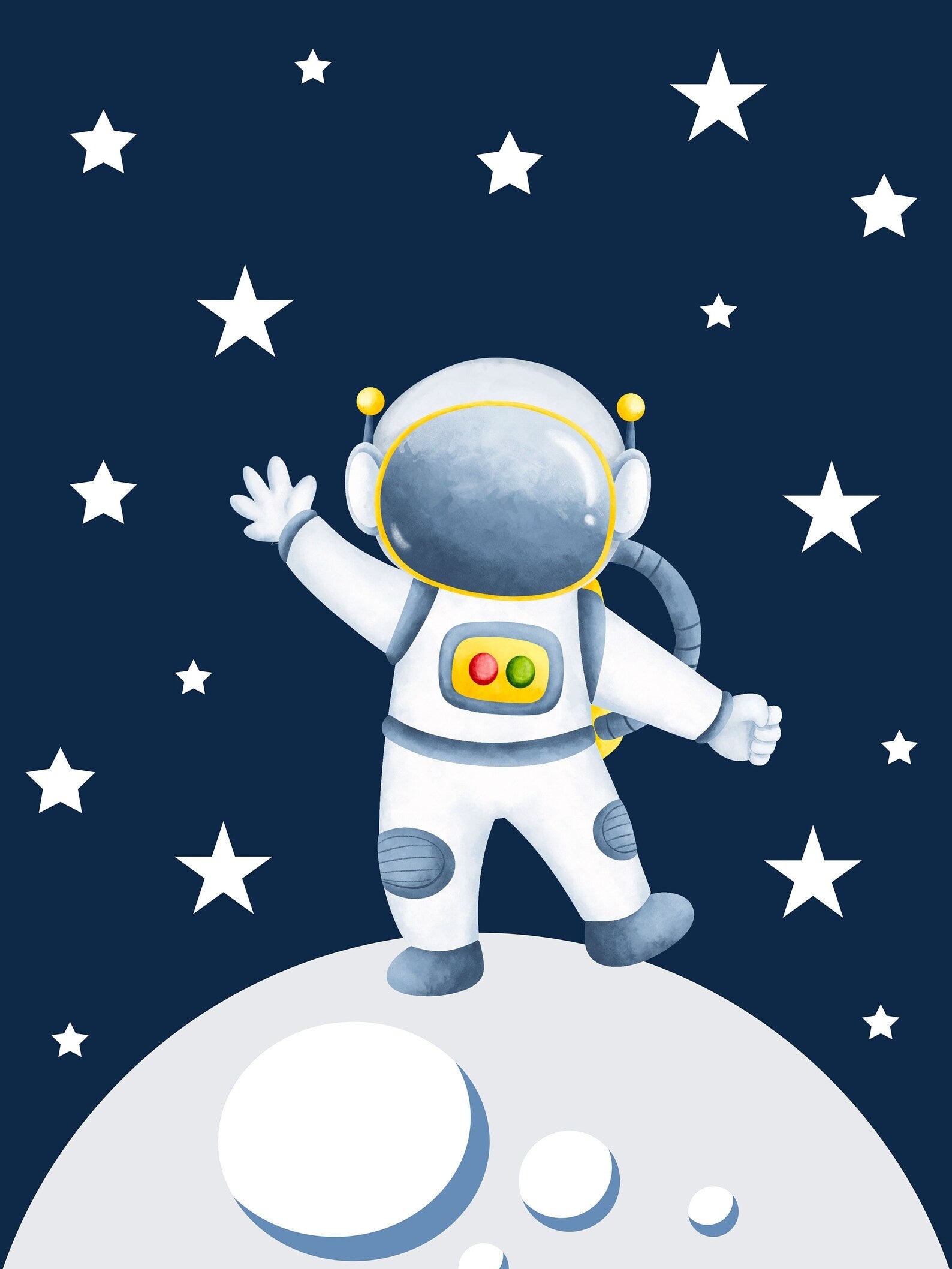 Cuadros Decorativos infantiles Modernos Astronautas, cohete y Galaxia