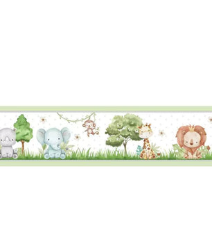 Cenefa infantil adhesiva Acuarela Safari Baby