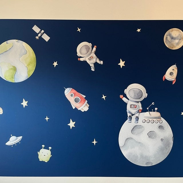 Vinilos decorativos Adhesivos infantiles de Pared espacio astronautas 5 niño (0092)