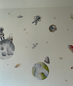 Vinilos decorativos Adhesivos infantiles de Pared espacio astronautas 5 niño (0092)
