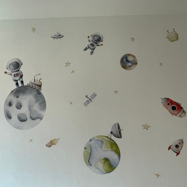Vinilos decorativos Adhesivos infantiles de Pared espacio astronautas 5 niño (0092)