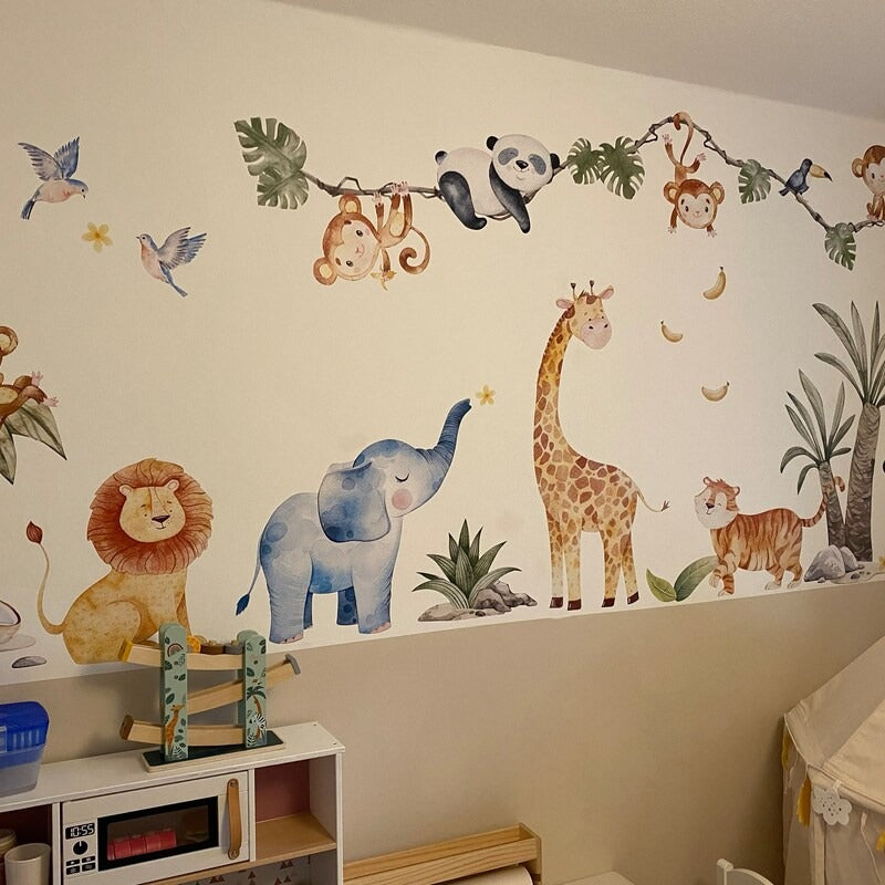 Vinilos decorativos Adhesivos infantiles de pared Animales de Safari niño (0021)