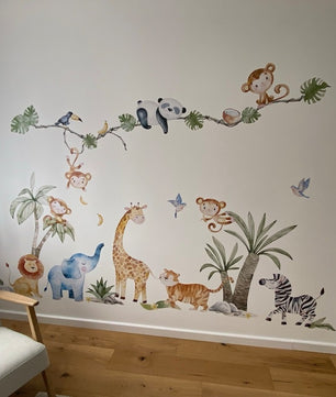 Vinilos decorativos Adhesivos infantiles de pared Animales de Safari niño (0021)