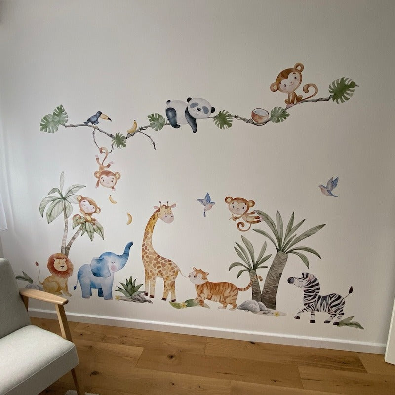 Vinilos decorativos Adhesivos infantiles de pared Animales de Safari niño (0021)
