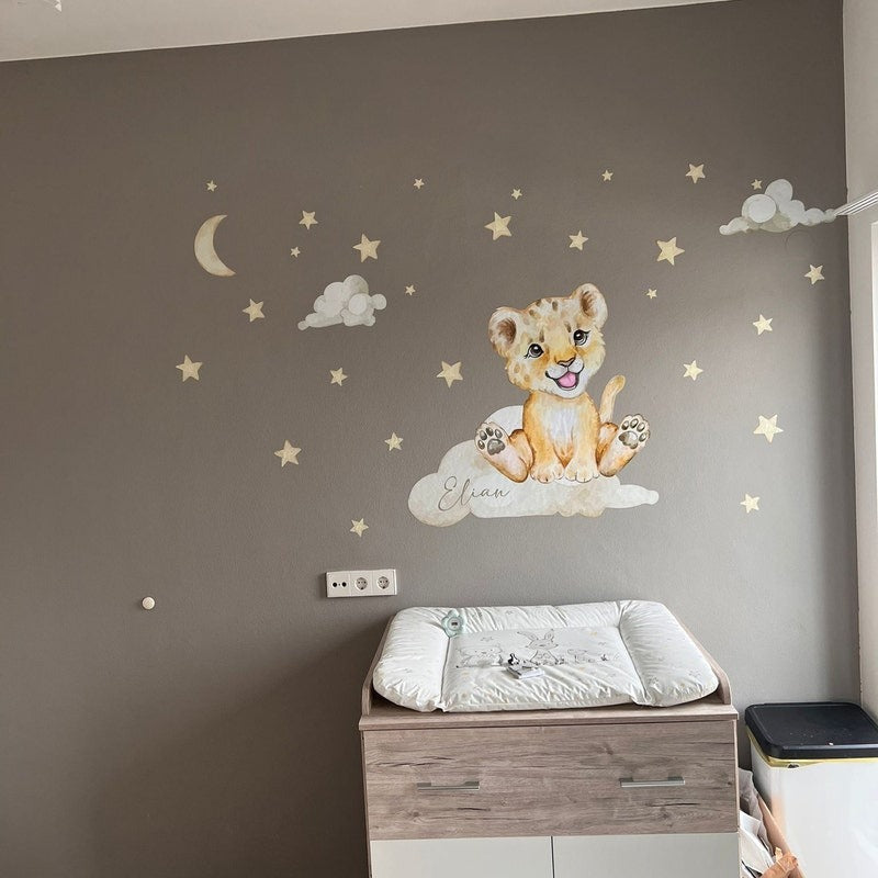 Vinilos decorativos Adhesivos infantiles de pared Animales leon niño (0022)