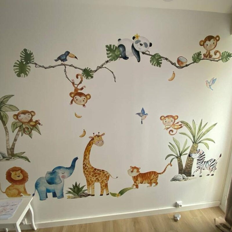 Vinilos decorativos Adhesivos infantiles de pared Animales de Safari niño (0021)