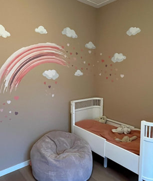 Vinilos decorativos Adhesivos infantiles de Pared arcoiris con corazones