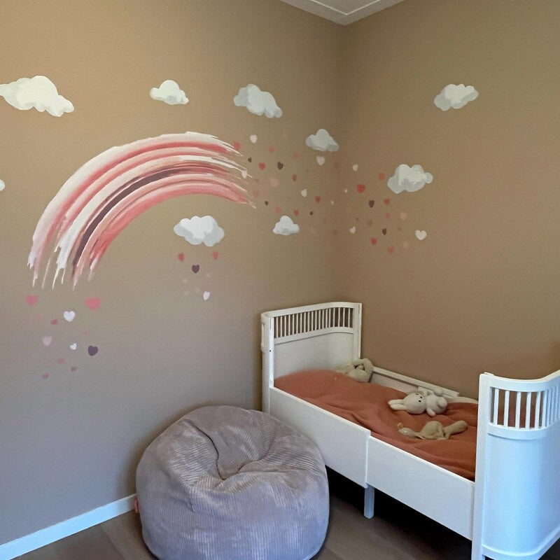 Vinilos decorativos Adhesivos infantiles de Pared arcoiris con corazones