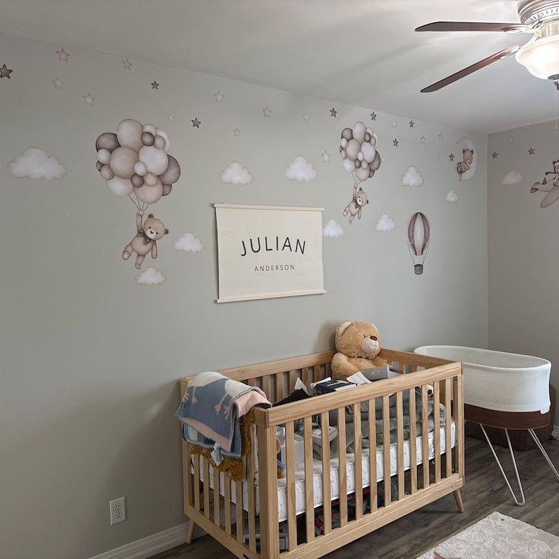 Vinilos decorativos Adhesivos infantiles de Pared de oso teddy marron